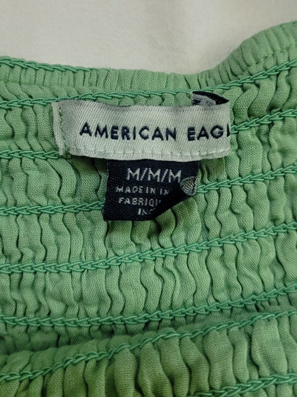 American Eagle Smocked Ruffle Crop Top Tank Medium Green Boho Chic Y2K - Picture 4 of 8